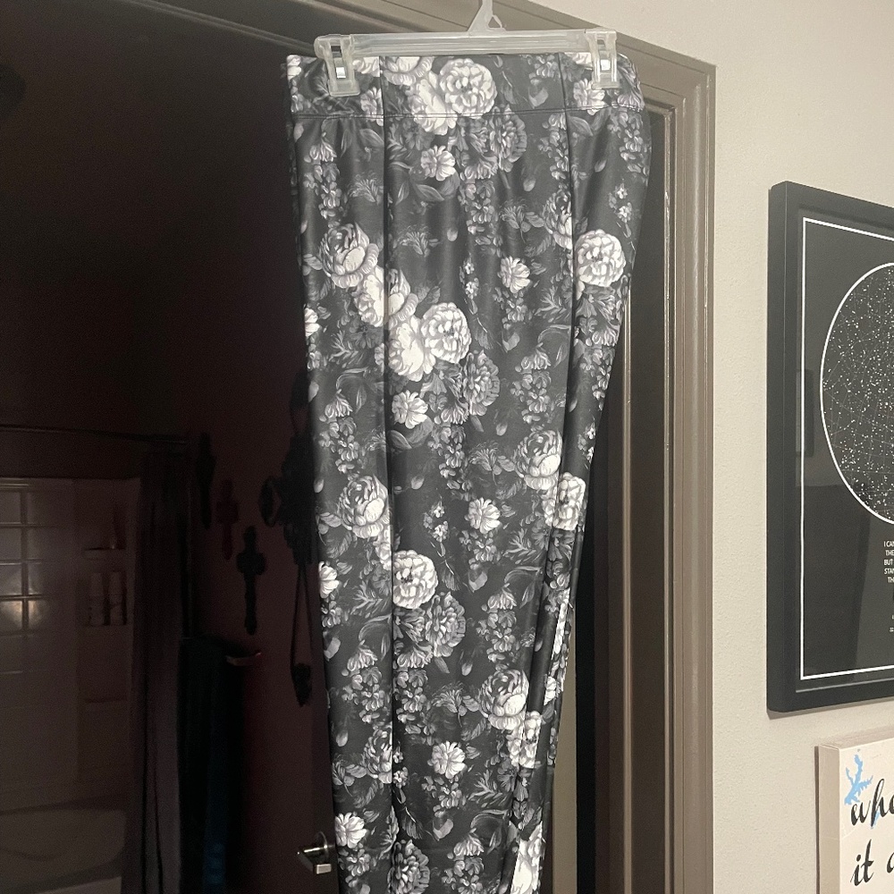 Faux Leather Floral Lane Bryant Leggings